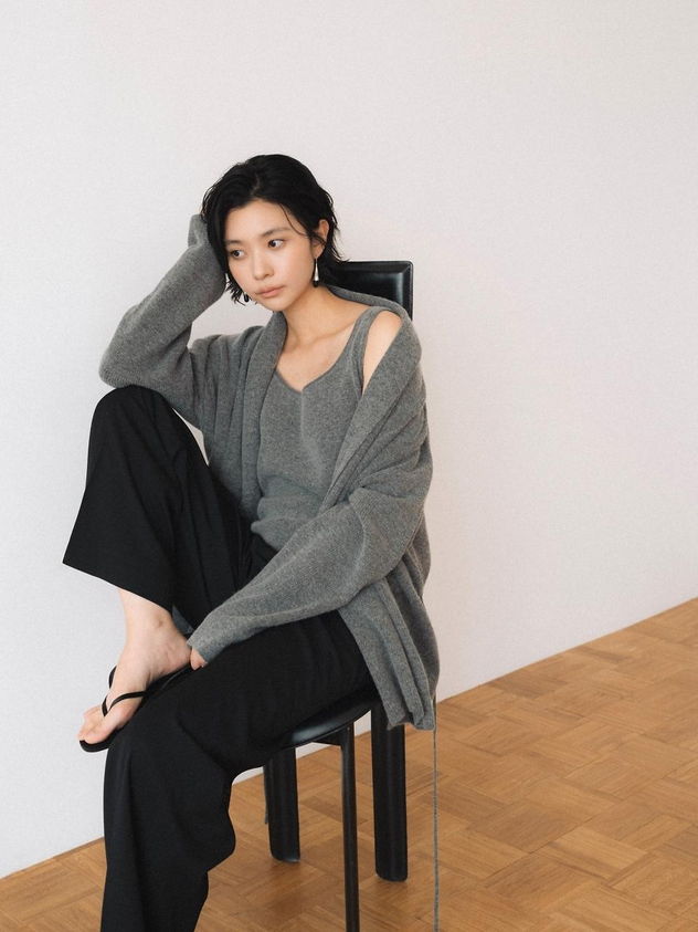 howtoloveme Women's Tiana Shawl Collar Knit Cardigan Set Gray 721050195