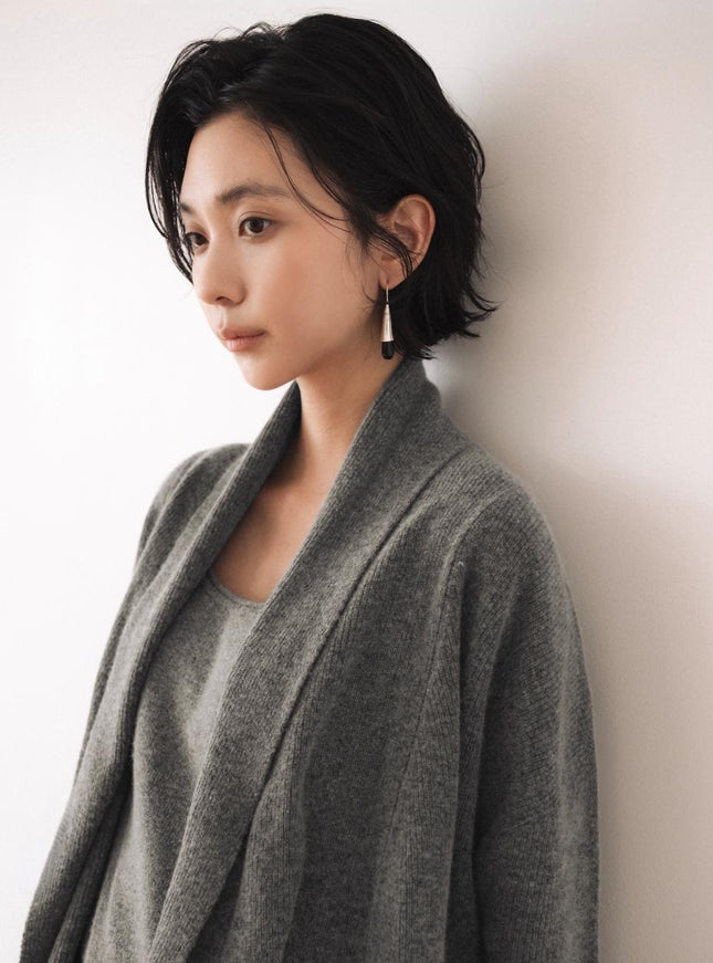 howtoloveme Women's Tiana Shawl Collar Knit Cardigan Set Gray 721050195