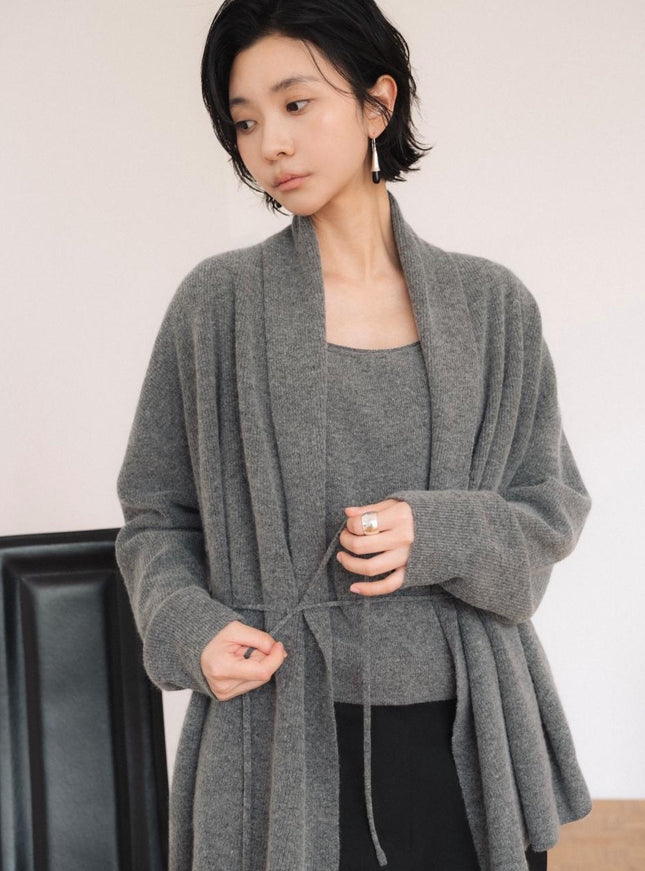 howtoloveme Women's Tiana Shawl Collar Knit Cardigan Set Gray 721050195