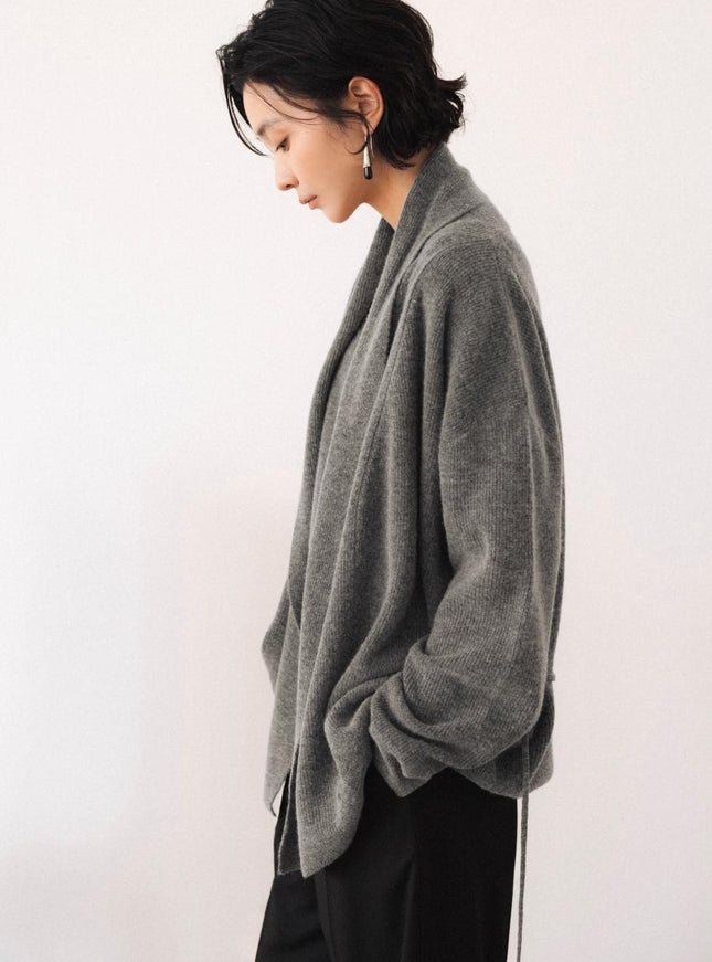 howtoloveme Women's Tiana Shawl Collar Knit Cardigan Set Gray 721050195