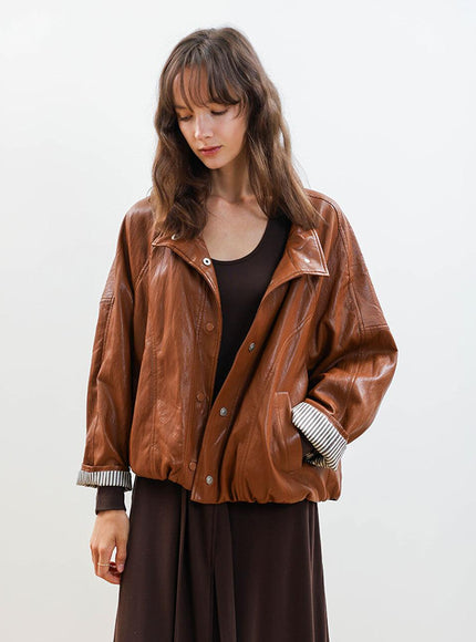 We’Dee Women's Vintage Blouson Jacket Brown 721051374