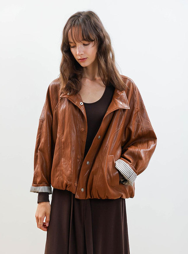 We’Dee Women's Vintage Blouson Jacket Brown 721051374