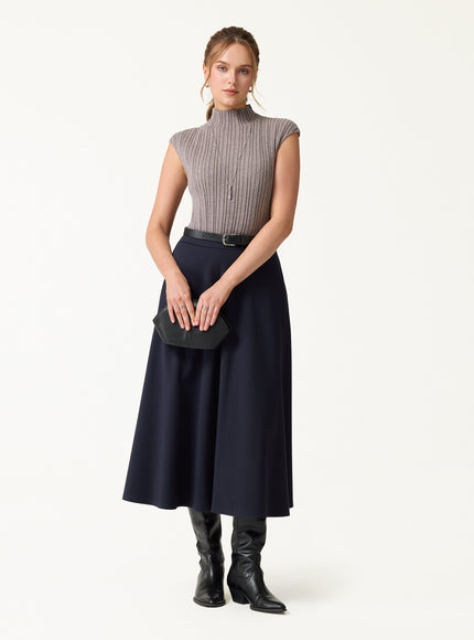100% Merino Wool Ribbed Mock Neck Sweater