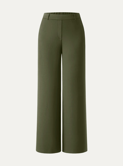 Ponte Mid-Rise Wide-Leg Pants with Pockets - Hickory Brown