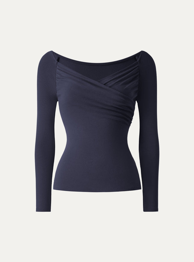 Surplice Ruched Long Sleeve Top