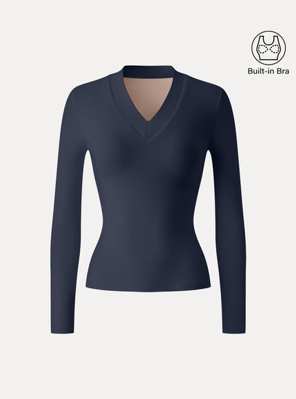 V-neck Wide Binding Slimming Built-In Bra Top