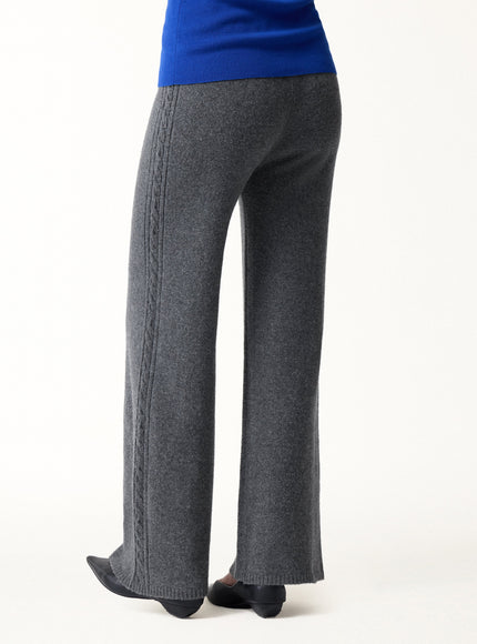 2Pcs Set Sleeveless Cable-Knit Sweater Tank & Drawstring Wide-Leg Knit Pants