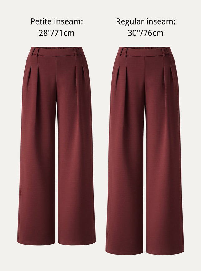 Lyocell Spacer Knit High-Rise Wide-Leg Tuck Pants with Pockets