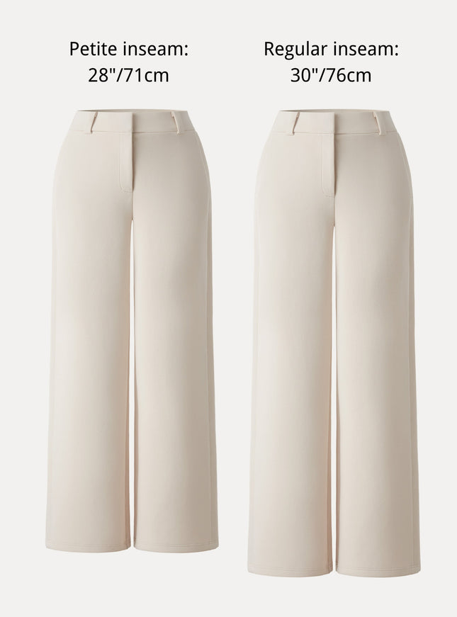 Stretchy Mid Rise Wide Leg Trouser