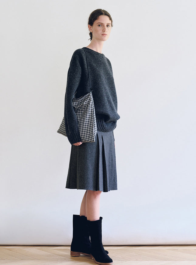 NOTHING WRITTEN Women's Fur Wool Pullover Knit Sweater Deep Charcoal 720735686