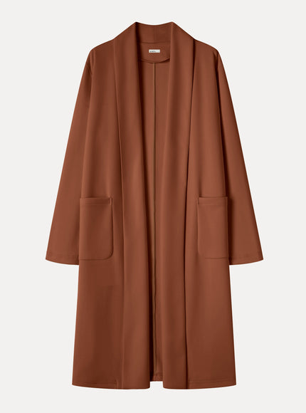 Modal Spacer Knit Shawl Collar Pocketed Long Cardigan