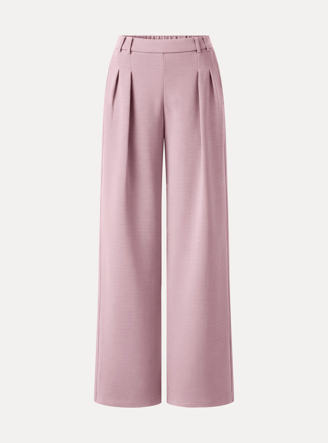 Lyocell Spacer Knit High-Rise Wide-Leg Tuck Pants with Pockets