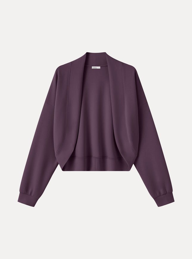 Lyocell Spacer Knit Long Sleeve Drop-Shoulder Shrug Cardigan