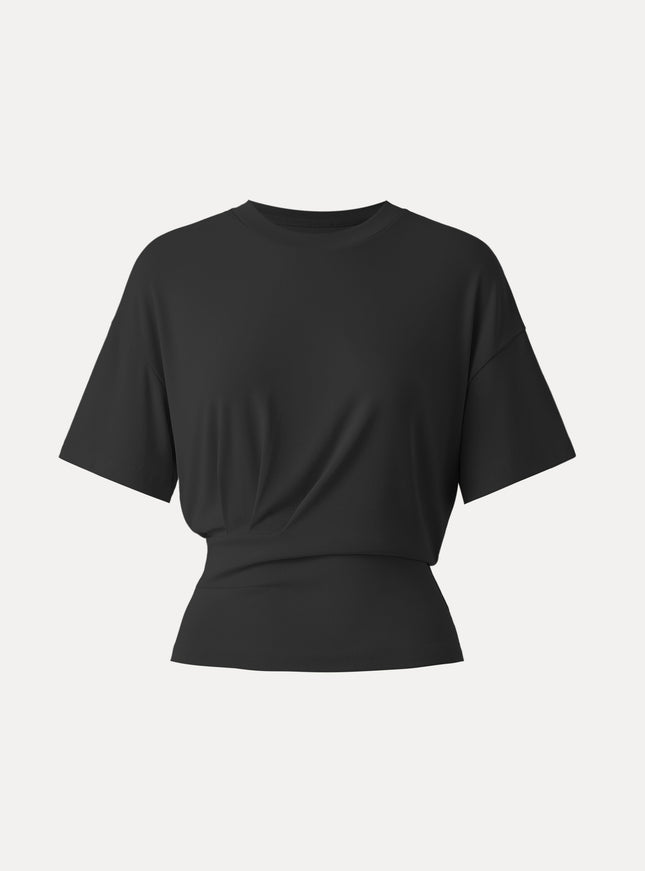 Crewneck Short Sleeve Tucked Tee