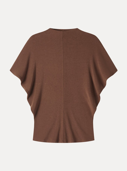 Mock Neck Cap Sleeve Seamed Top