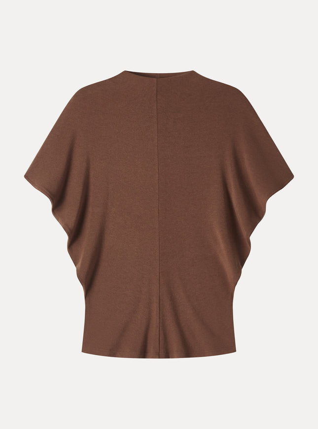 Mock Neck Cap Sleeve Seamed Top