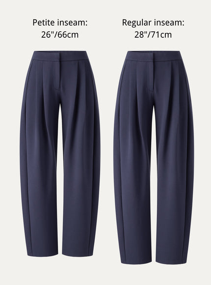Ponte Low-Rise Ankled Barrel Pants with Pockets