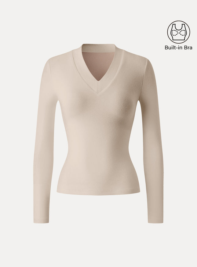 V-neck Wide Binding Slimming Built-In Bra Top