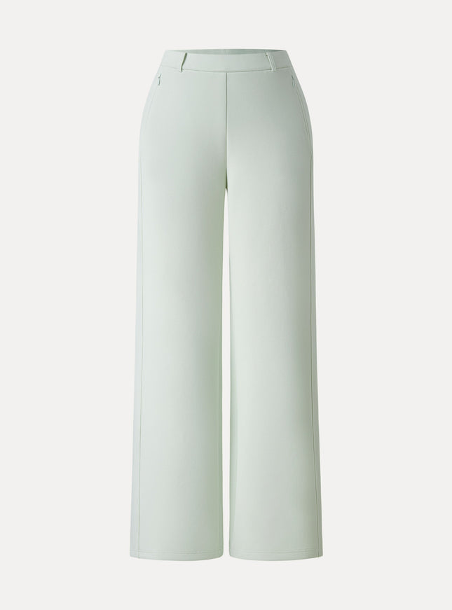 Stretch Cotton Blend Slimming High Rise Wide Leg Pants