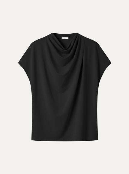 Draped Mock Neck Cap Sleeve Top