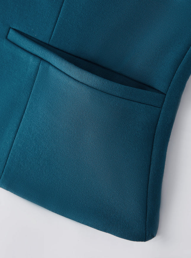 Stretch Ponte Square Neck Cropped Waistcoat with Pockets