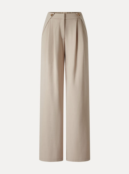 Ponte High-Rise Wide-Leg Gusset Pants with Pockets