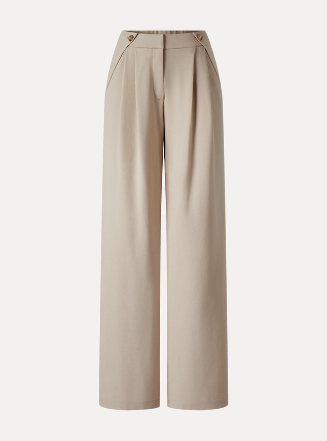 Ponte High-Rise Wide-Leg Gusset Pants with Pockets