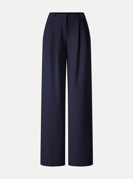 Ponte High-Rise Wide-Leg Gusset Pants with Pockets