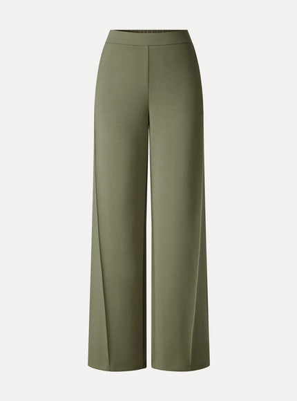 Modal Spacer Knit High-Rise Wide-Leg Pants with Pockets