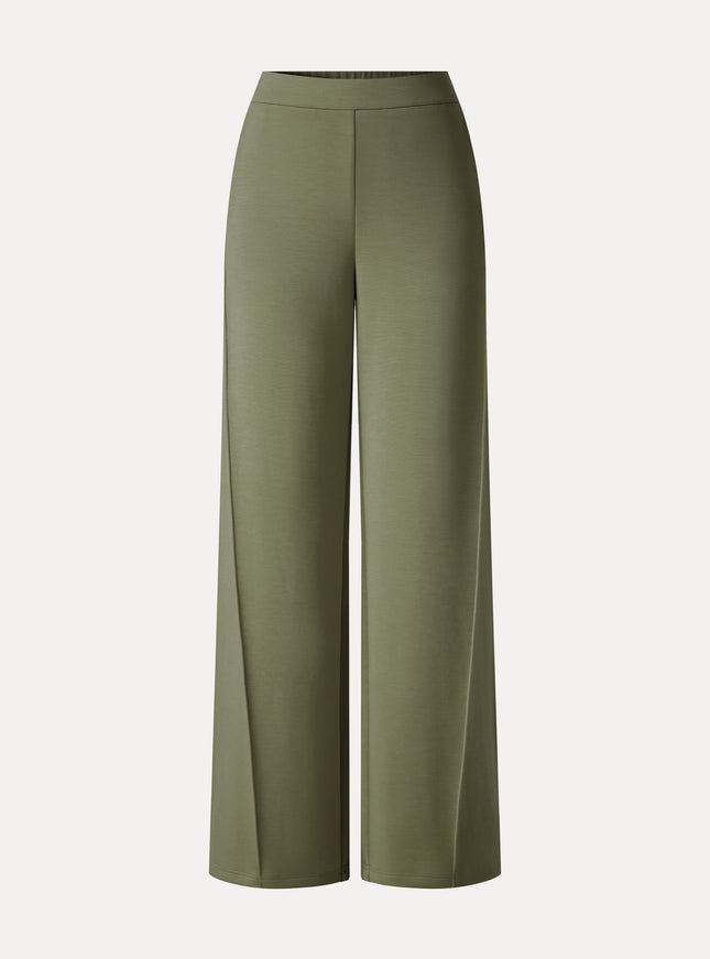 Modal Spacer Knit High-Rise Wide-Leg Pants with Pockets