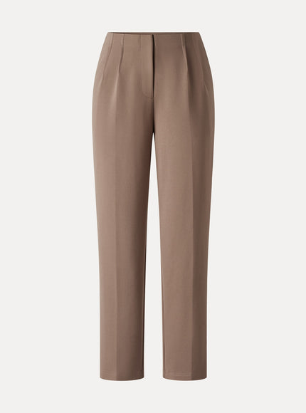 Ponte Mid-Rise Ankled Tapered Tuck Pants with Pockets