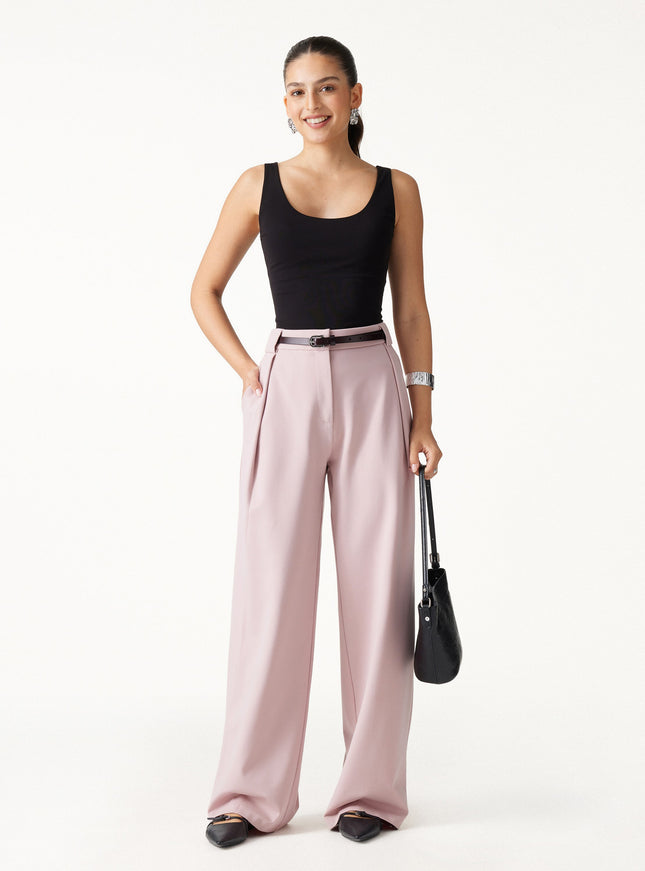 Ponte High-Rise Straight-Leg Pants with Pockets - Heather Charcoal Grey