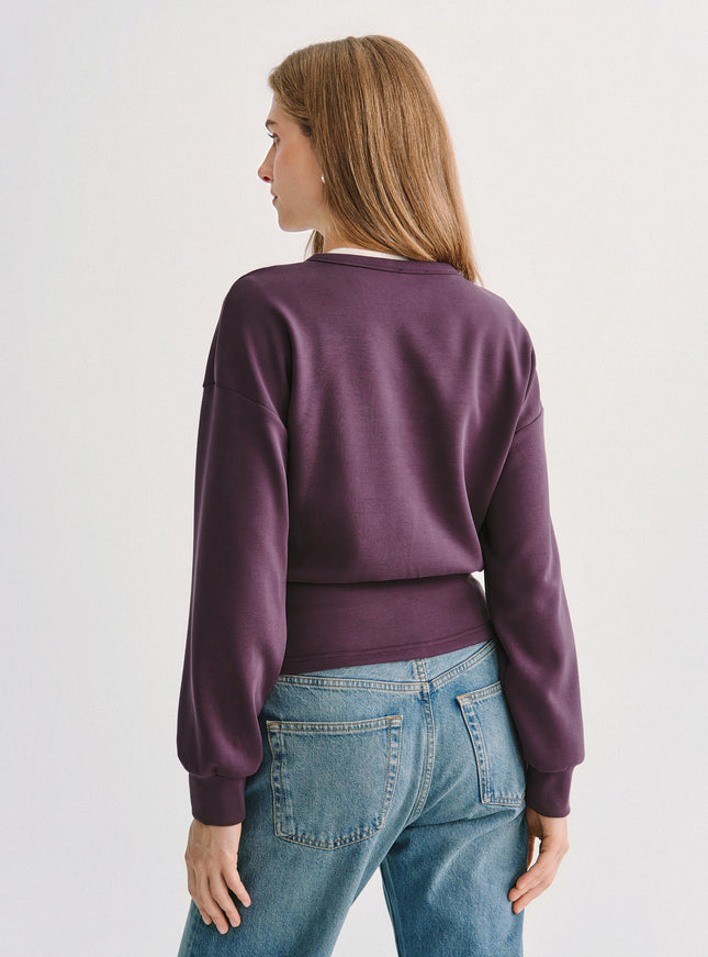 MaxWarm Modal Stretch Fleece Round Neck Long Sleeve Banded Hem Top