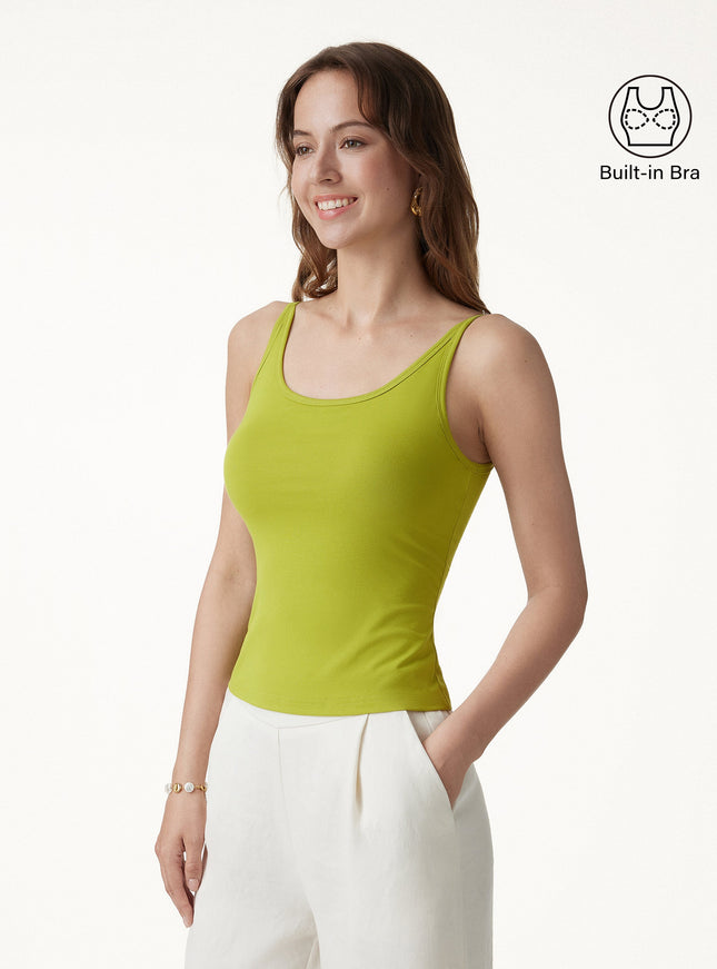 Scoop Neck Built-In Bra Top