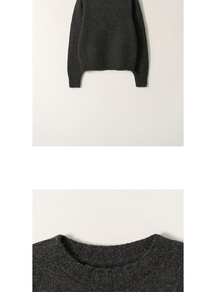 NOTHING WRITTEN Women's Fur Wool Pullover Knit Sweater Deep Charcoal 720735686