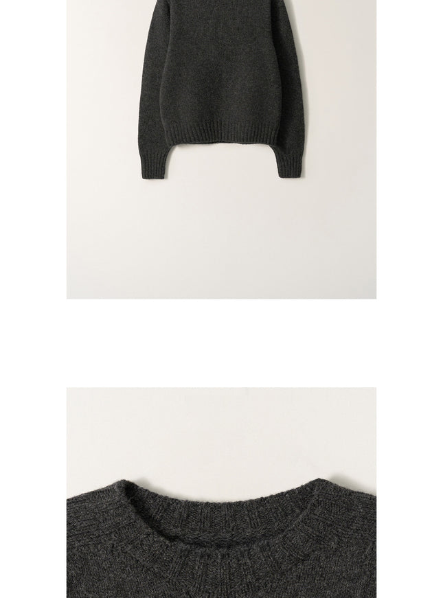 NOTHING WRITTEN Women's Fur Wool Pullover Knit Sweater Deep Charcoal 720735686