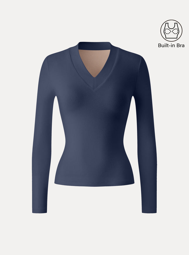 V-neck Wide Binding Slimming Built-In Bra Top