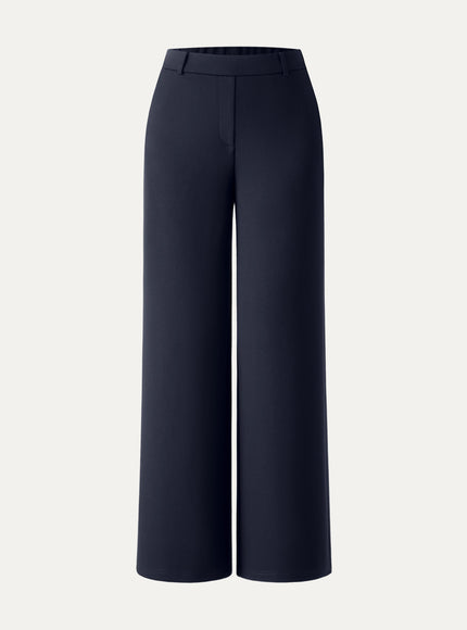 Ponte Mid-Rise Wide-Leg Pants with Pockets - Hickory Brown