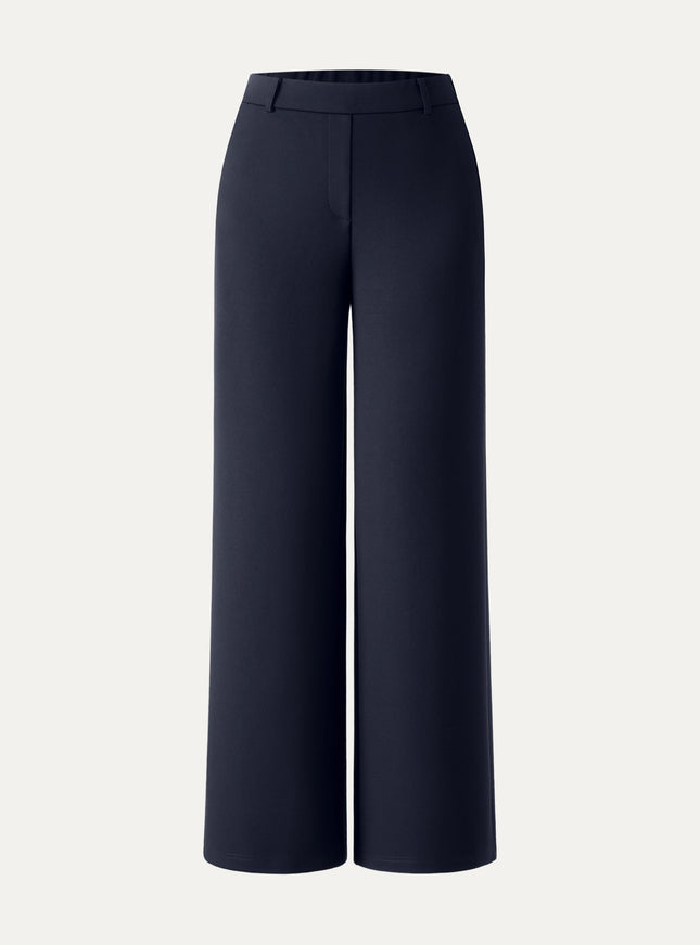Ponte Mid-Rise Wide-Leg Pants with Pockets - Hickory Brown