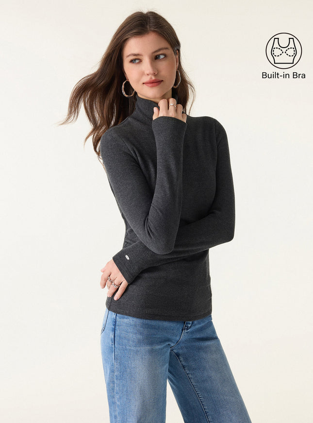 MaxWarm Turtleneck Long Sleeve Built-In Bra Top