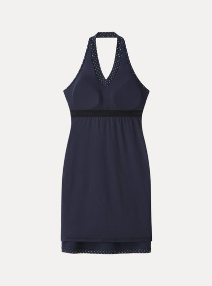 Stretch Cotton Halter Neck Polka Dot Mini Built-In Bra Dress Limited Edition