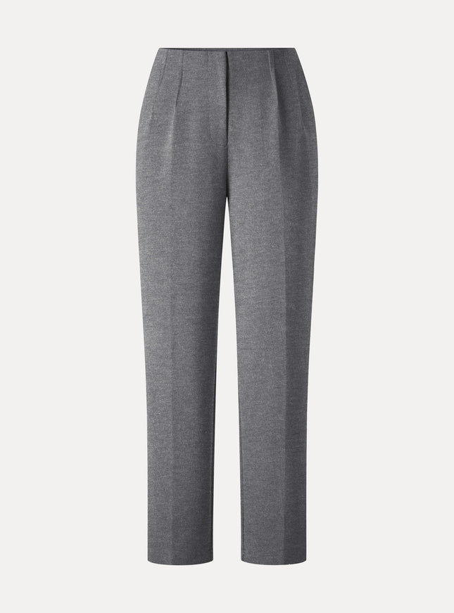 Ponte Mid-Rise Ankled Tapered Tuck Pants with Pockets