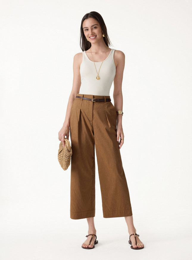 Linen Cropped Wide Leg Pants