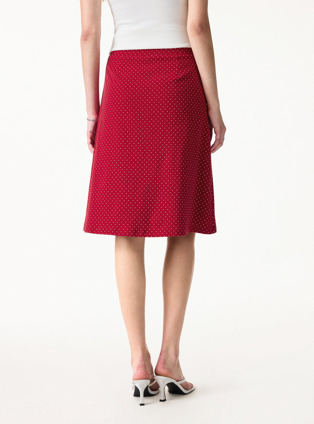 2Pcs Set Polka Dot Boatneck Built-In Bra & A-Line Flare Skirt Limited Edition