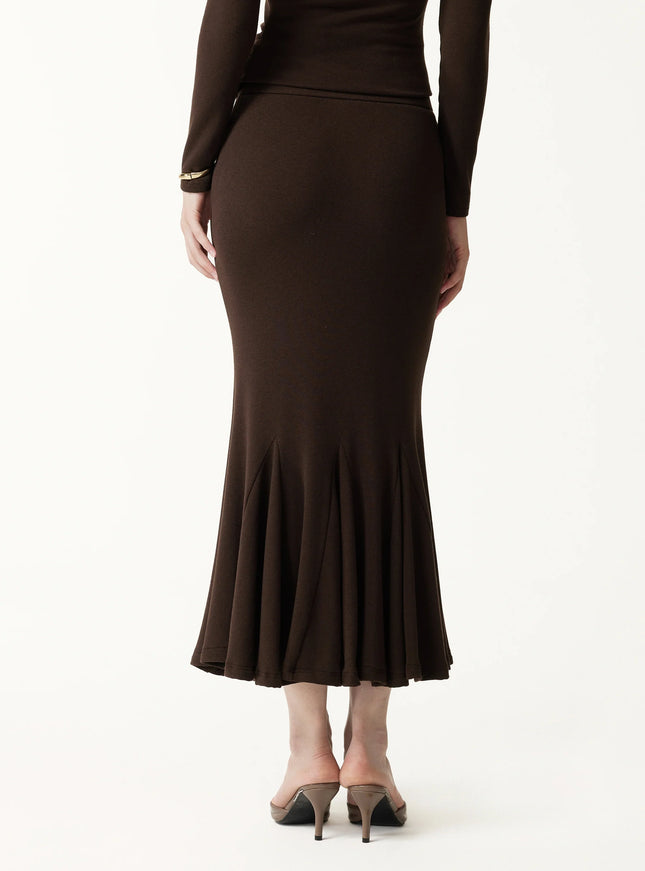 2Pcs Set Collared Surplice Top & High-Rise Mermaid Midi Skirt