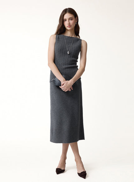 The Everyday Textured Merino-Blend Knit Skirt
