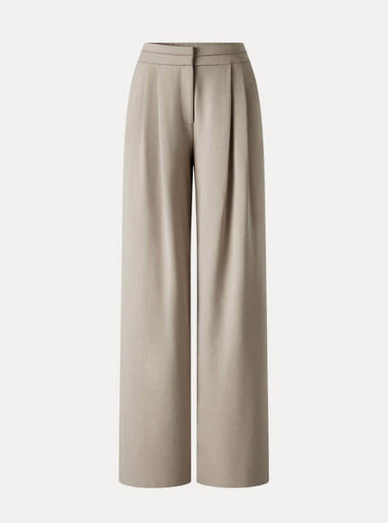 Ponte Mid-Rise Wide-Leg Tuck Pants with Pockets