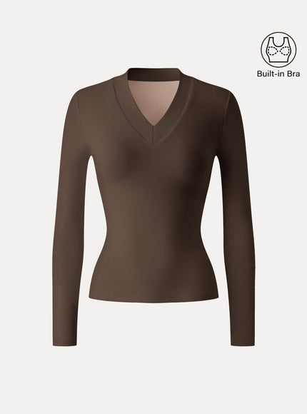V-neck Wide Binding Slimming Built-In Bra Top