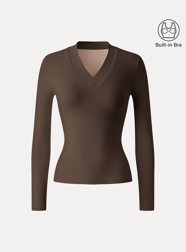 V-neck Wide Binding Slimming Built-In Bra Top