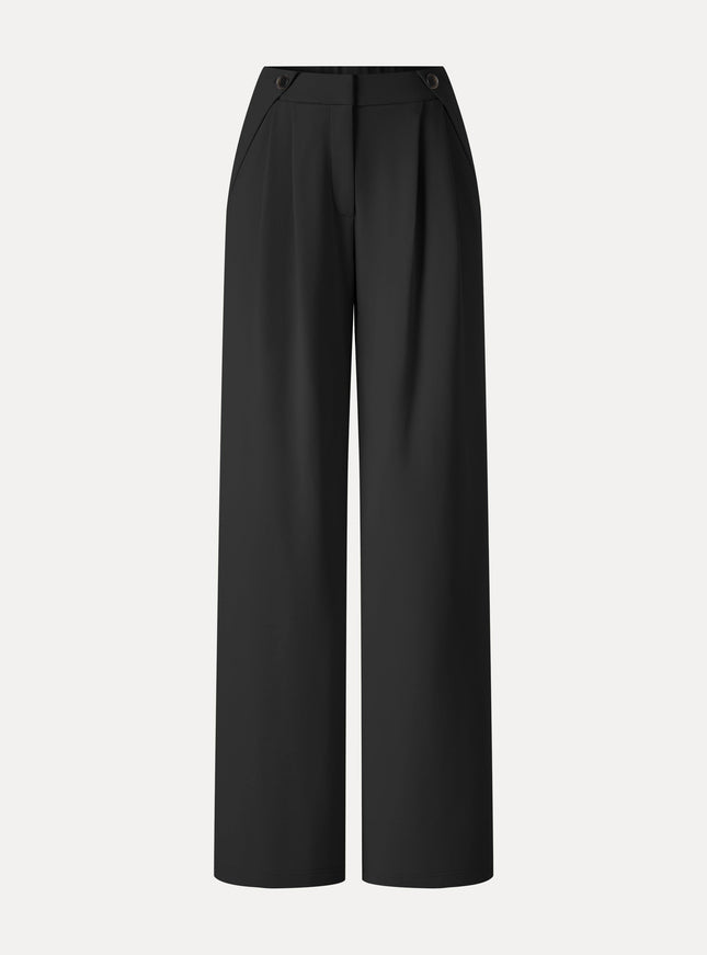 Ponte High-Rise Wide-Leg Gusset Pants with Pockets